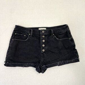 Abercrombie & Fitch High Rise Mom Denim Jean Shorts Distressed Black size 12/31